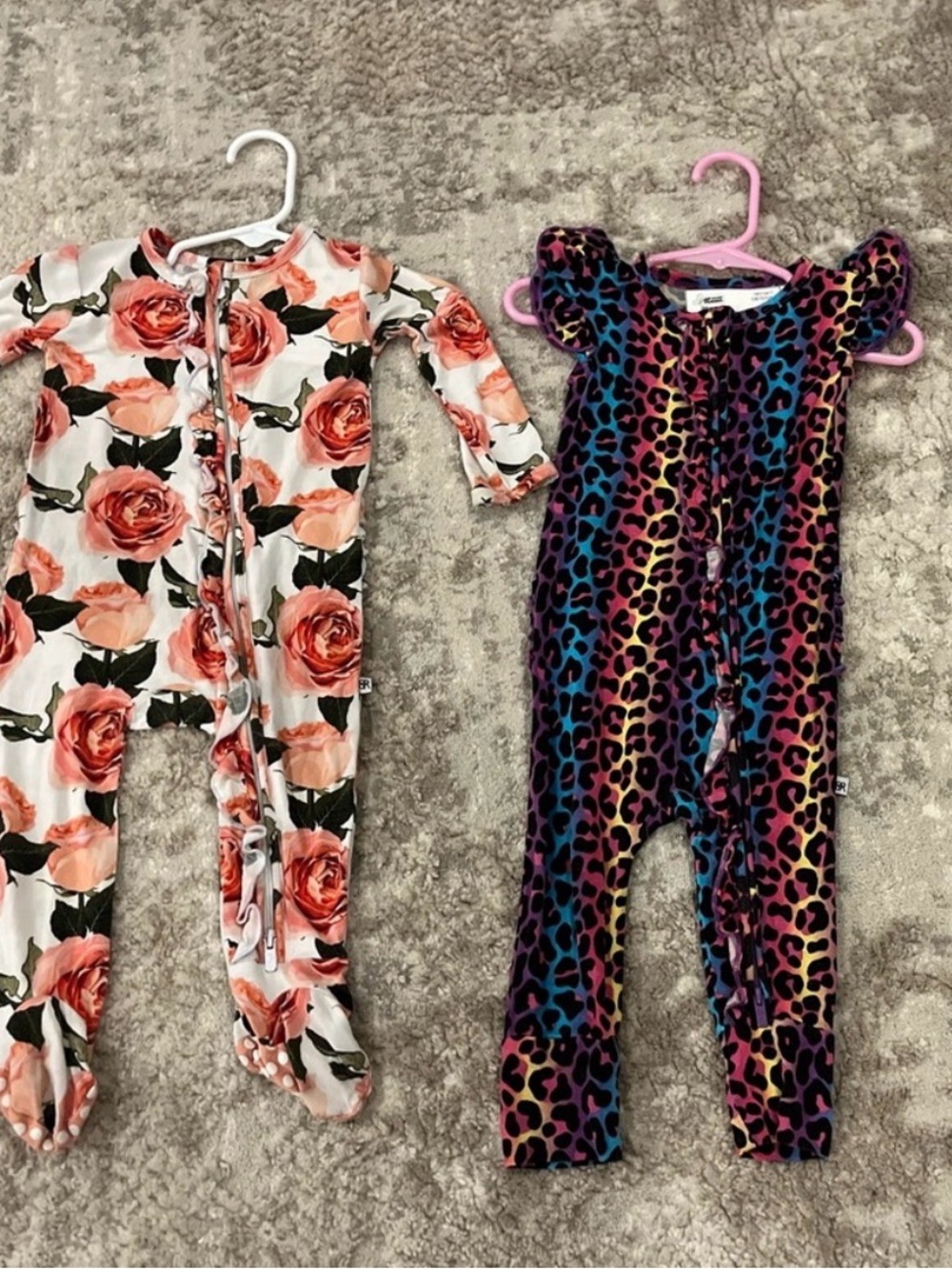 Colorful Floral and Leopard Kids Bodysuit Set
